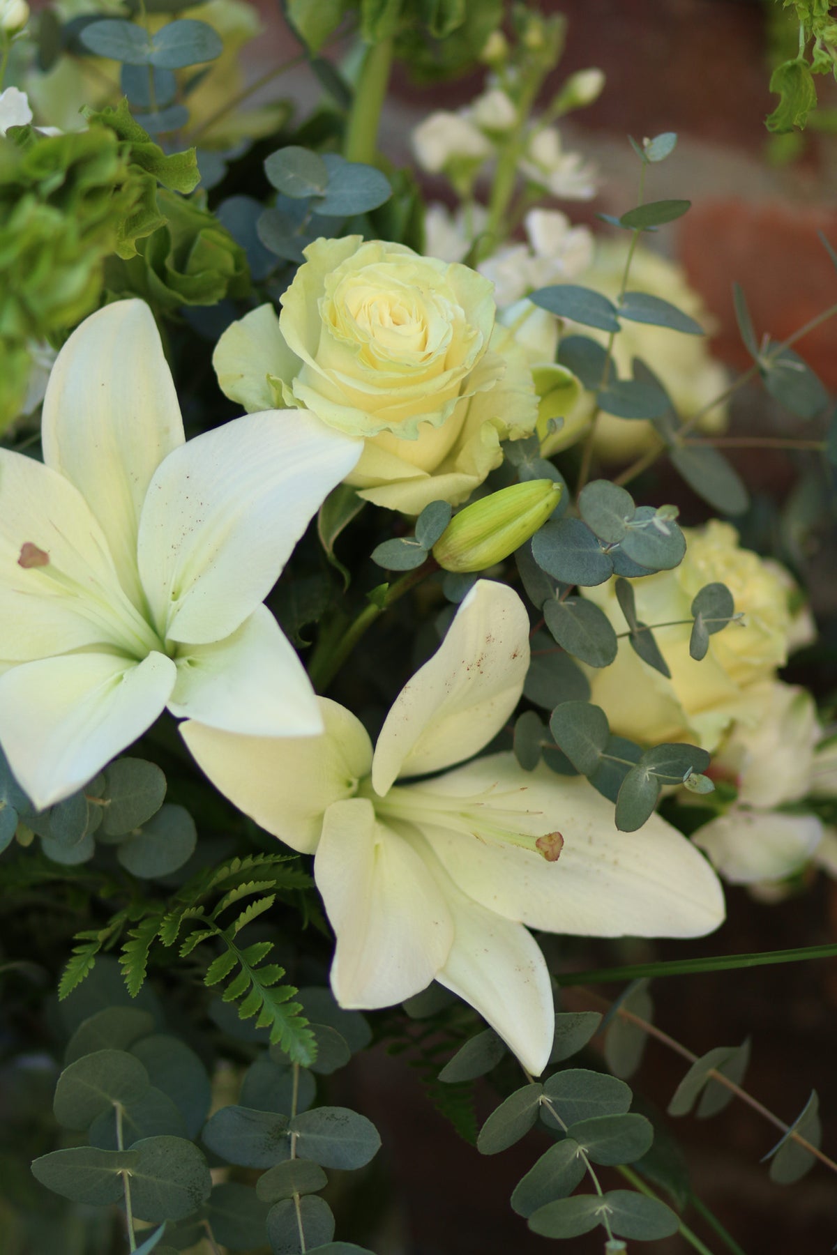 Creams and Greens- Florist Designed Presentation Bouquet – BOOL'S FLOWER SHOP, Ithaca NY