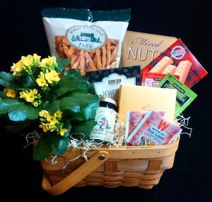 10 Minute Break Basket (with blooming plant) – BOOL'S FLOWER SHOP, Ithaca NY