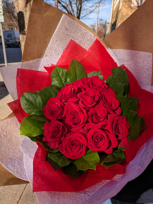 Be Mine Classic- Red Roses Wrapped