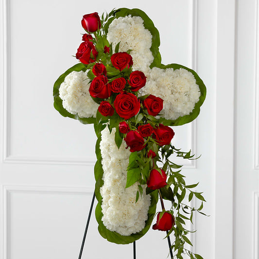 Floral Cross Easel – BOOL'S FLOWER SHOP, Ithaca NY