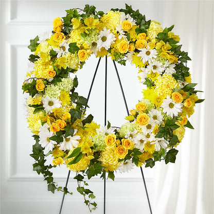 Golden Remembrance Wreath – BOOL'S FLOWER SHOP, Ithaca NY